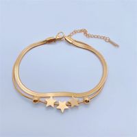Fashion Elegant 18k Gold Plating Star Double Layer Chain Titanium Steel Bracelet sku image 1