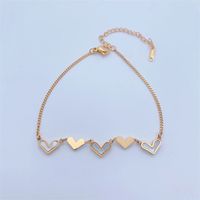 Moda Elegante 18k Chapado En Oro Corazón Patrón Delgado Cadena Titanio Acero Pulsera sku image 1