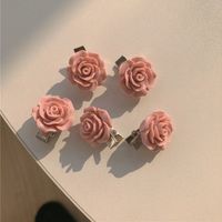 Fashion Sweet Pink Barrettes Girl Bow Peach Camellia Heart Shaped Hairpin Accessories sku image 2
