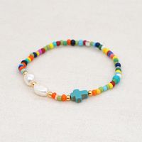 Simple And Creative Color Rice Beads Bracelet Natural Pearl Cross Ethnic Style Handmade Jewelry Wholesale Nihaojewelry sku image 3