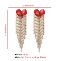 Fashion Eye-catching Long Diamond Claw Chain Tassel Heart Colorful Crystals Alloy Earrings main image 7