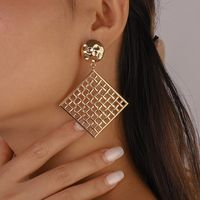 Fashion Simple Geometry Metal Retro Hollow Square Zinc Alloy Earrings main image 11