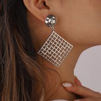 Fashion Simple Geometry Metal Retro Hollow Square Zinc Alloy Earrings main image 9