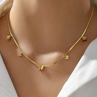 Neue Mode Einfache Schmetterling Edelstahl Galvani 18k Gold Halskette main image 1