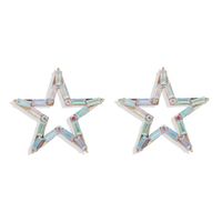 High-end Temperament Flash Diamond Five-pointed Star Hollow Earrings Personality Exaggerated Earrings Wholesale Nihaojewelry sku image 4