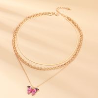 Fashion Jewelry Simple Metal Chain  Pearl Butterfly Necklace Wholesale Nihaojewelry sku image 2