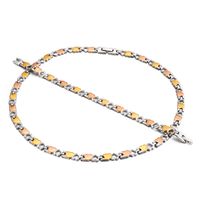 Wholesale Hollow Three-color Heart Stainless Steel Bracelet Necklace Set sku image 3