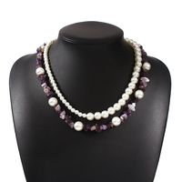 Hot-sale Colorful Natural Stone Double-layer Necklace Bohemian Holiday Style Fashion Pearl Necklace Wholesale Nihaojewelry sku image 3
