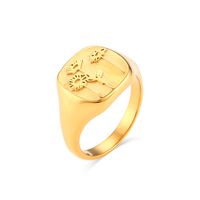 Retro Style Stainless Steel 18k Gold Plating Embossed Little Daisy Ring sku image 2