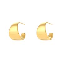 Fashion Stainless Steel Wide Surface C Type Earrings sku image 1