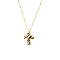 Fashion Simple Heart Pendant Jewelry Stainless Steel 18k Gold Plating Zebra Pattern Pendant Necklace sku image 2