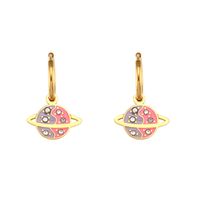 Fashion Colorful Drop Oil Universe Star Pendant Stainless Steel Earrings sku image 1
