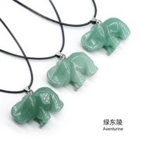 Crystal Agate Jade Carving Elephant Pendant European And American Leather Cord Necklace sku image 8