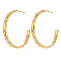 Fashion Stainless Steel Plated 18k Gold Oversized Zircon Inlaid Earrings sku image 1