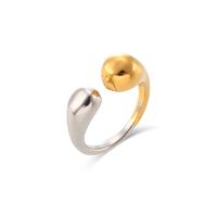 Simple Women's Stainless Steel Open Two-end Water Drop Stitching Color Ring sku image 1