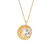 Mode De Femmes En Acier Inoxydable Shell Étoiles Lune Petit Soleil Rond Pendentif Collier sku image 1