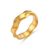 Fashion Stainless Steel 18k Gold Plating Geometric Water Ripple Ring sku image 3