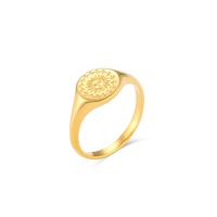 Retro Vintage Style Sun Star Moon Stainless Steel No Inlaid Gold Plated Rings sku image 7