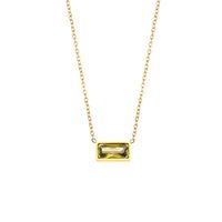 Simple Stainless Steel Plated 18k Gold  Small Square Diamond Pendant Necklace sku image 1