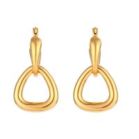 Fashion Ear Hoop Jewelry Stainless Steel Geometric Triangle Buckle Earrings sku image 1