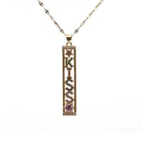 New Letters Pattern  Pendant  Copper  Inlaid Zircon Necklace main image 4