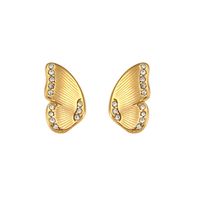 Fashion Animal Earrings Jewelry Stainless Steel Plated 18k Gold Butterfly Zircon Stud Earrings sku image 2