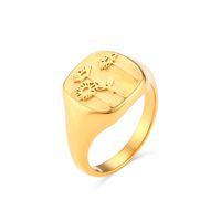 Retro Style Stainless Steel 18k Gold Plating Embossed Little Daisy Ring sku image 1