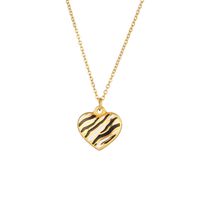 Fashion Simple Heart Pendant Jewelry Stainless Steel 18k Gold Plating Zebra Pattern Pendant Necklace sku image 3