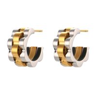 Hip-hop Geometric Plating Stainless Steel No Inlaid Gold Plated Earrings sku image 2