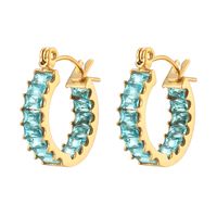 Fashion Round Plating Stainless Steel Zircon Gold Plated Earrings sku image 1
