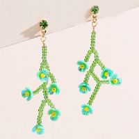 Fashion Jewelry Rice-shaped Beads Stringed  Flower Shaped Earrings sku image 1