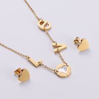 Fashion Letters Love Heart  Necklace Ear Stud Couple Wear sku image 1