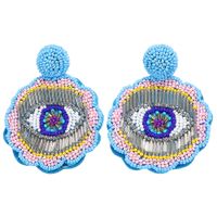 Creative Ethnic Style Eyes Beige Beads Fabric Earrings Nhjq146723 sku image 31