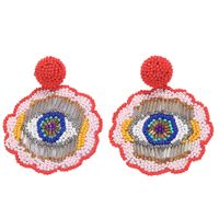 Creative Ethnic Style Eyes Beige Beads Fabric Earrings Nhjq146723 sku image 30