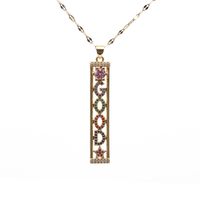 New Letters Pattern  Pendant  Copper  Inlaid Zircon Necklace main image 3