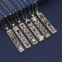 New Letters Pattern  Pendant  Copper  Inlaid Zircon Necklace main image 1