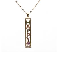 New Letters Pattern  Pendant  Copper  Inlaid Zircon Necklace main image 2