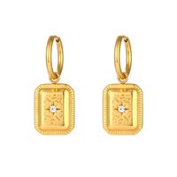 Retro Vintage Style Geometric Star Stainless Steel Plating Zircon Gold Plated Earrings Necklace sku image 1