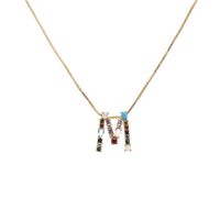 Colored Zircon Artificial Gemstone Letter Chain Necklace Nhyl155149 sku image 26