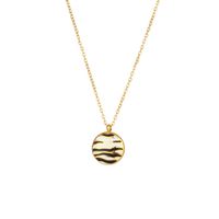 Fashion Simple Heart Pendant Jewelry Stainless Steel 18k Gold Plating Zebra Pattern Pendant Necklace sku image 1