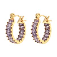 Fashion Round Plating Stainless Steel Zircon Gold Plated Earrings sku image 2