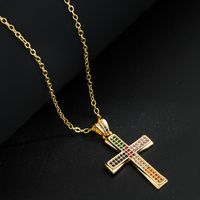 Fashion Copper Plated Real Gold Micro Inlaid Color Zircon Pendant Necklace sku image 3