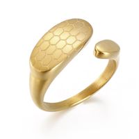 Fashion Stainless Steel Honeycomb Mesh Stainless Steel 18k Gold Plating Open Adjustable Ring sku image 1