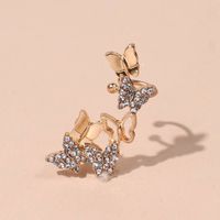 Fashion Full Diamond Asymmetric Butterfly Shaped Studs Earrings main image 5