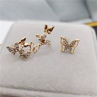 Fashion Full Diamond Asymmetric Butterfly Shaped Studs Earrings main image 7