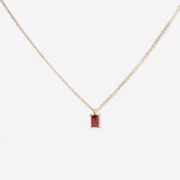 Fashion Simple Rectangular Zircon Pendant  Plated 18k Real Gold Color Retention Copper Necklace sku image 1