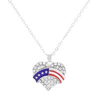 Fashion Simple American Independence Day Rhinestone Wings Heart-shaped Pendant Alloy Necklace Set sku image 10
