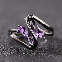 Black Purple Horse Eye Ring Trendy Fashion Zircon Ring sku image 4