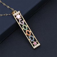 New Letters Pattern  Pendant  Copper  Inlaid Zircon Necklace sku image 4