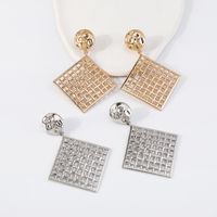 Fashion Simple Geometry Metal Retro Hollow Square Zinc Alloy Earrings main image 3